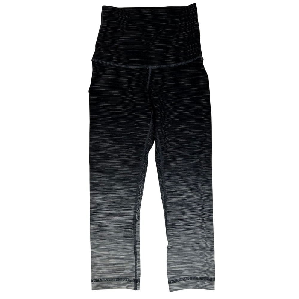 Lululemon Ombre High Rise Crop Leggings Black Grey Space Dye Size 4 W6AF7S